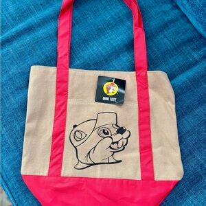 Red and Tan Mini Buc-ees Tote Bag